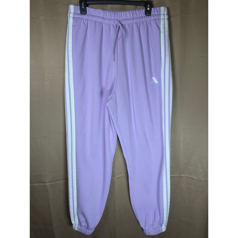 Adidas Womens Essentials 3-Stripes Fleece Joggers Powder Plum/White Medium